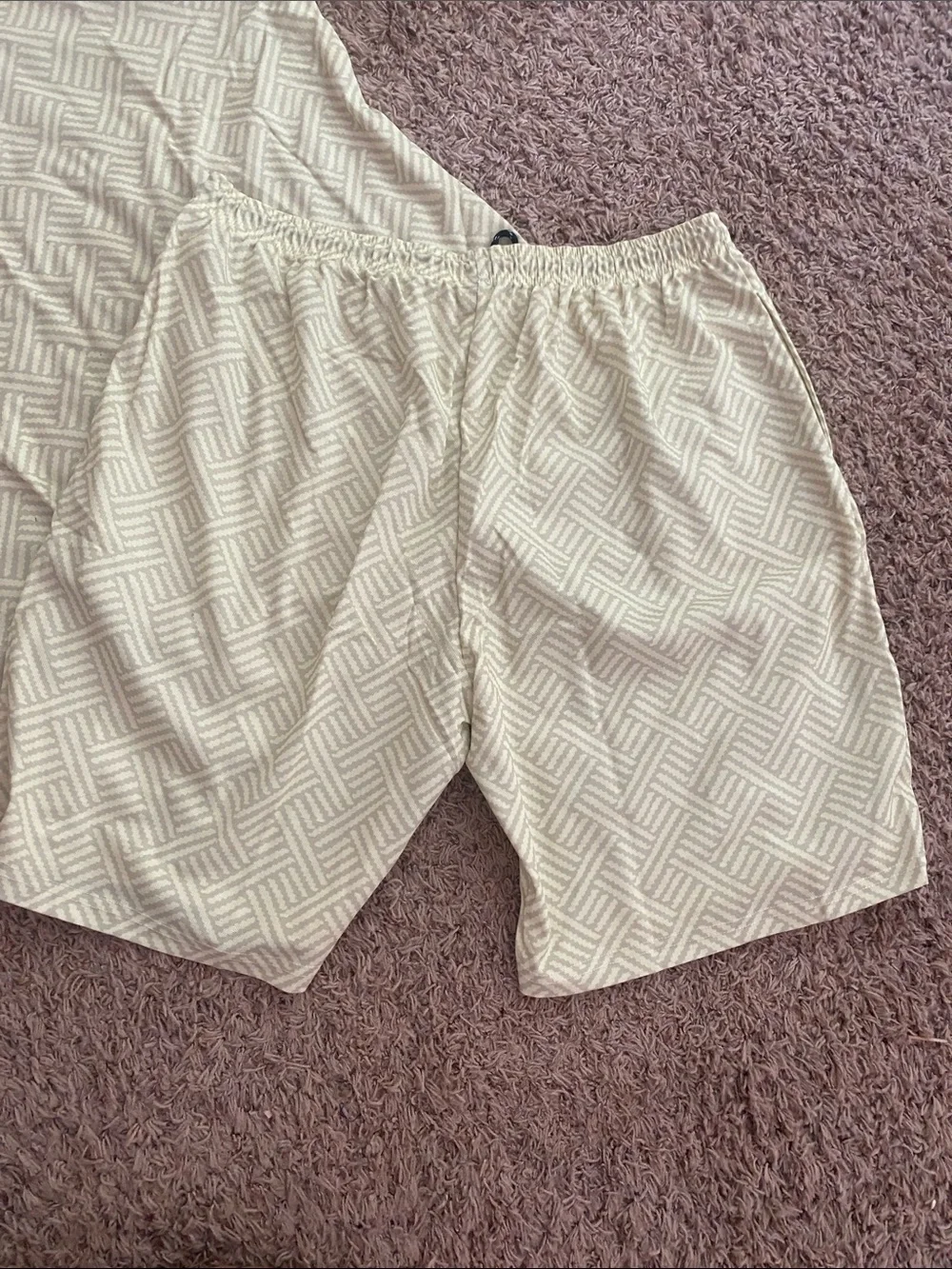 SIMHWRSS Men’s 2-Piece Short Set Light Yellow Geometric Polo Shorts 3XL